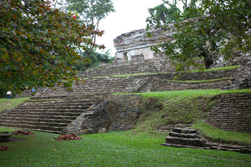 Mexico ruins of Palenque on a cloudy winter day
