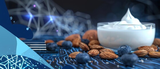 Greek yogurt and almonds served as a snack, each serving a closeup of simple, proteinrich food choices