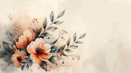 The painting has a serene and calming mood, with the flowers - obrazy, fototapety, plakaty
