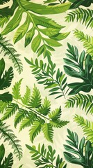 A green leafy patterned cloth with a white background