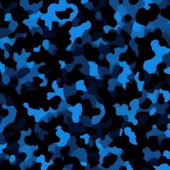 Camouflage texture blue background army pattern, classic naval camouflage, textile print