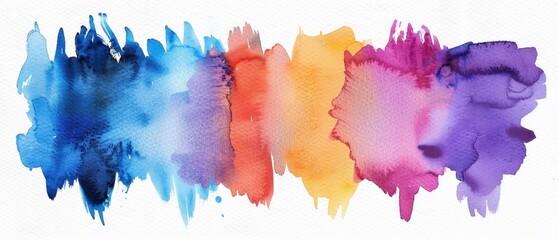 A colorful watercolor painting with a rainbow stripe