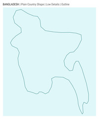 Bangladesh plain country map. Low Details. Outline style. Shape of Bangladesh. Vector illustration.