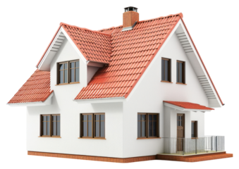 PNG White suburb house with a red roof architecture building cottage