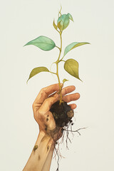 Arte contemporânea Planta brotando - Ilustração - obrazy, fototapety, plakaty