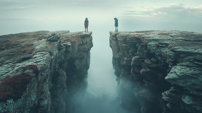 Two rocks on different sides are people far from each other