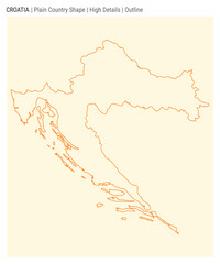 Croatia plain country map. High Details. Outline style. Shape of Croatia. Vector illustration.