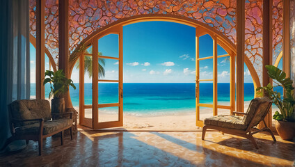 Obraz na płótnie Canvas Window with sea view