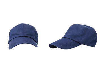Blue baseball cap with transparent background