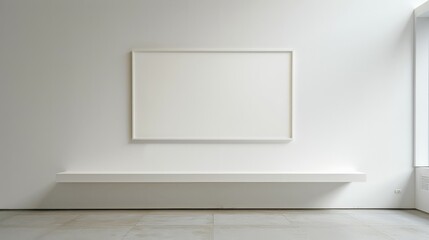 empty white room with white wall frame for editing 