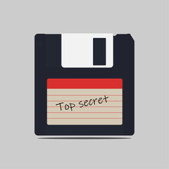 Secret information.
Description: Diskette with secret data. Computer security, privacy of personal data in electronic format
 - obrazy, fototapety, plakaty