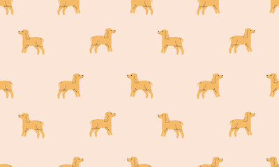 Seamless pattern with Cute Spaniel. Dogs of different breeds. Side view. Flat Vector illustration 