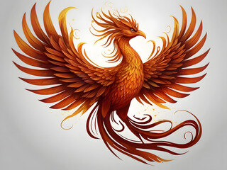 Obraz premium Amazing Illustration Mystical mythical character Phoenix CARTOON, phoenix bird on a WHITE background, phoenix logo,
