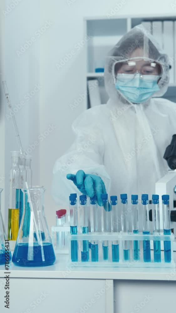 Poster a laboratory analyst checks the quality of products using special chemical and biological tests. in 