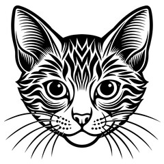 Naklejka premium black and white cat head