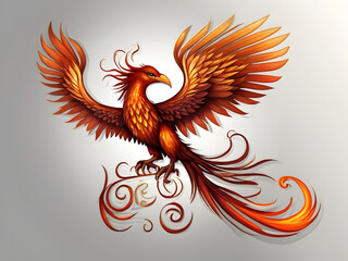 Fototapeta premium Amazing Illustration Mystical mythical character Phoenix CARTOON, phoenix bird on a WHITE background, phoenix logo,