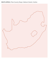 South Africa plain country map. Medium details. Outline style. Shape of South Africa. Vector illustration.