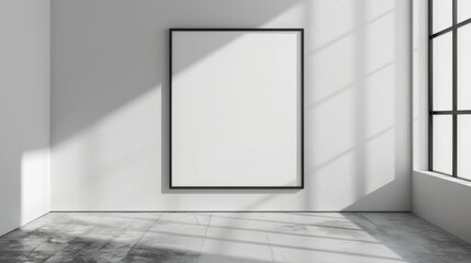 empty room with a frame on the wall