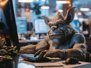 Rolgordijnen Troll working in a hightech © JADE