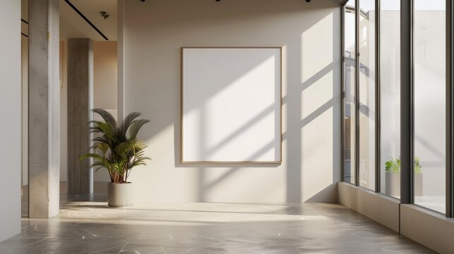 Empty Frame Mockup in White Room with light
