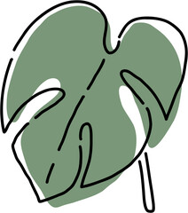 Simplicity monstera leaf freehand drawing flat design.