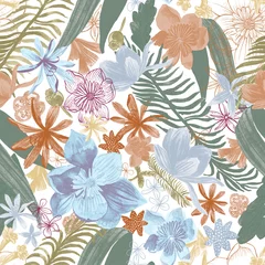 Zelfklevend Fotobehang Blooming bliss Floral fantasies Textile pattern © Bakhtawar