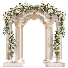 A wedding arch with columns on transparent background, png	