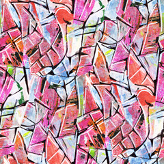 Seamless pattern with abstract pattern. Mixed media and collage.