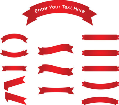 Collection Of Vector Ribons in Red gradient color