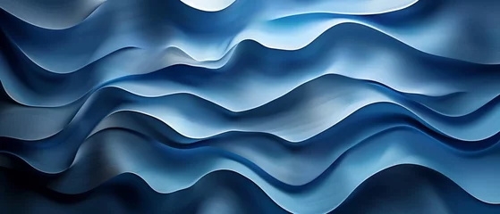 Fotobehang Modernistic blue wave backdrop, sleek business branding © Seksan