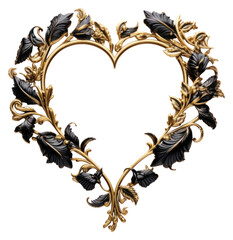 PNG Black gold Heart design frame vintage jewelry brooch heart - obrazy, fototapety, plakaty