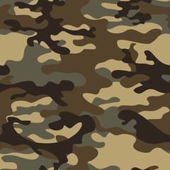 
Camouflage texture, vector brown pattern, military background, street modern print