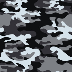 Gray camouflage background seamless fabric texture, classic pattern texture