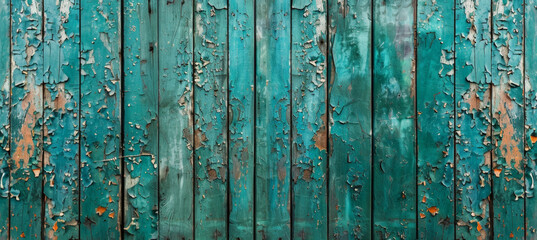 Vintage Teal Paint Texture on Old Wooden Wall
