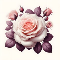 pink rose on white background