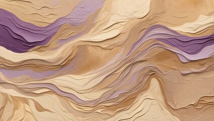 Layered sand intricate pattern violet gold beige rough texture, abstract background or wallpaper. - obrazy, fototapety, plakaty