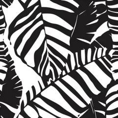 Foto op Plexiglas zebra skin and banana leave black and white texture AI generated  © Naz