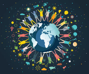 Naklejka premium earth day,green earth vector Illustration background,Generative AI