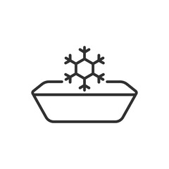 Freezing food, linear icon. Cold food in a container. Line with editable stroke