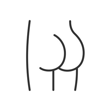 Buttocks, linear icon, butt or ass. Line with editable stroke