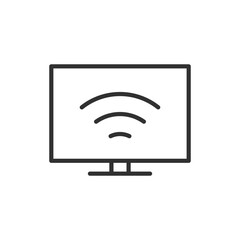 Wifi TV, linear icon. TV with internet connection technology. Line with editable stroke