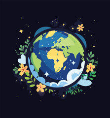 Naklejka premium green earth planet vector Illustration icon,Generative AI