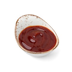 Marinade in gravy boat isolated on white