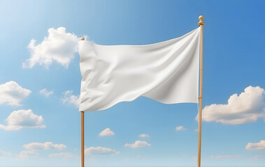 A clean white flag gently billowing in a template design, ready for customization, mockup template design