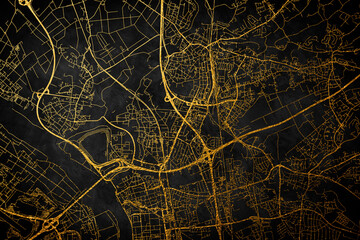 Leverkusen Germany City Map Style Gold, Leverkusen City Map Poster Wall Art Home Decor, City Gold Map. - obrazy, fototapety, plakaty