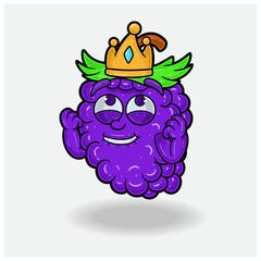 Happy expression with Grape Fruit Crown Mascot Character Cartoon.