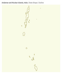 Andaman and Nicobar Islands, India. Simple vector map. State shape. Outline style. Border of Andaman and Nicobar Islands. Vector illustration.