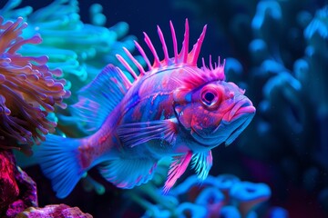Obraz na płótnie Canvas Colorful Lionfish In Coral Reef