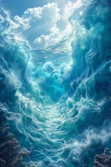Sea waves. The raging ocean. World Oceans Day - obrazy, fototapety, plakaty