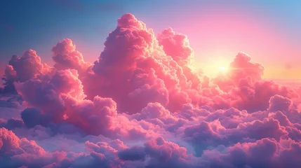 Foto auf Leinwand Whimsical of dreamy clouds against a gradient sky. AI generate illustration © PandaStockArt